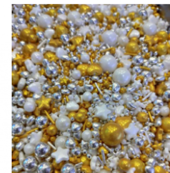 Cốm mix hạt tròn Bạc-ngọc trai-vàng+Sao vàng-trắng+sợi dài-515