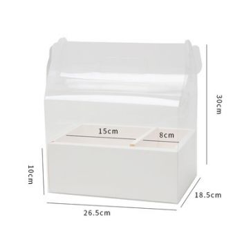 Set 10 hộp mica 2 ngăn không đế bánh có quai xách TRẮNG 26.5*18.5*30cm (set)SP068518